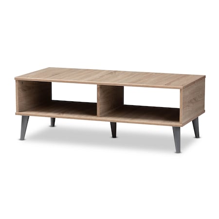 Baxton Studio Pierre Oak and Light Grey Finished Wood Coffee Table 147-8253